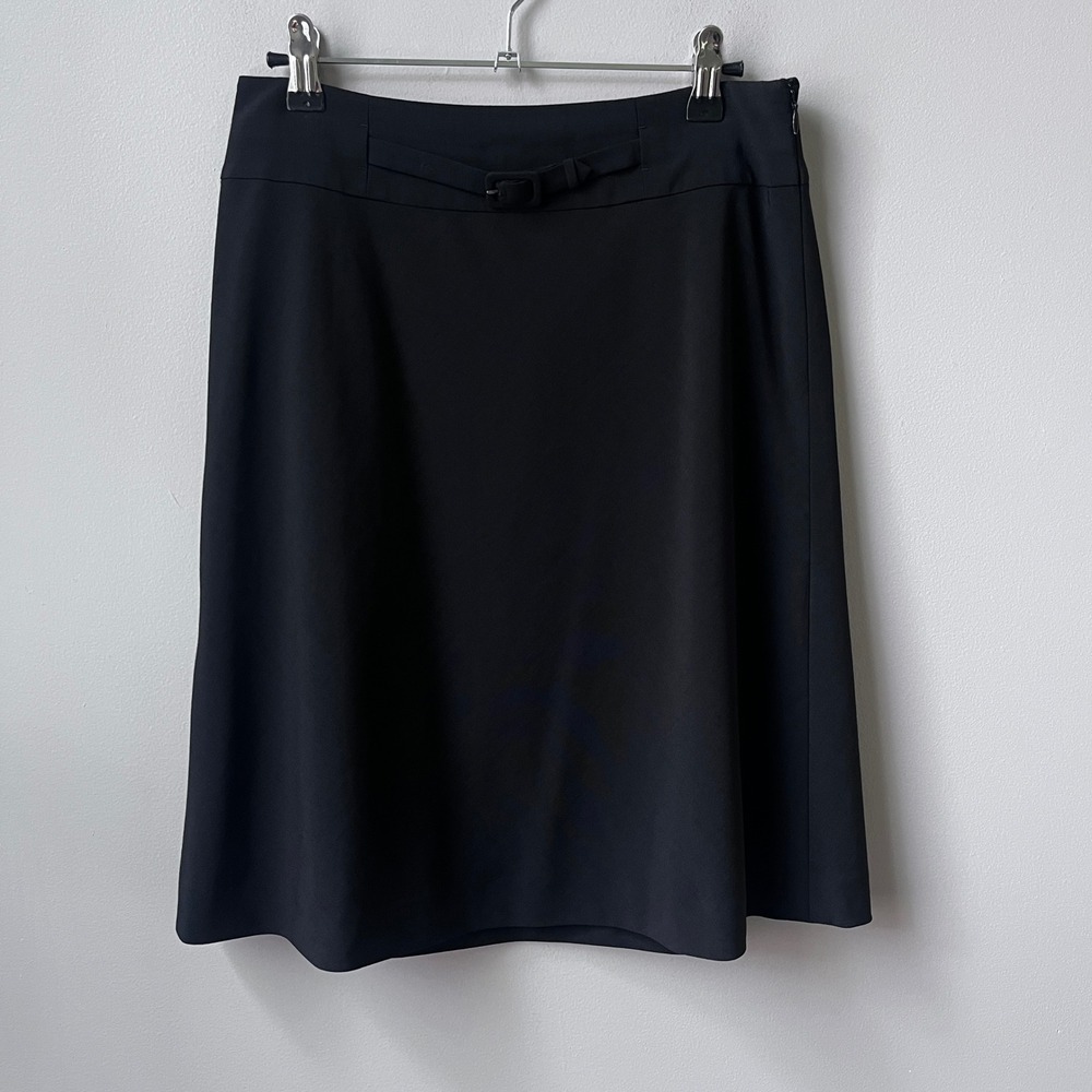 Vintage Ann Taylor Skirt Women's 2 Black Bow Belt Feminine Witchy Corp Goth Vamp